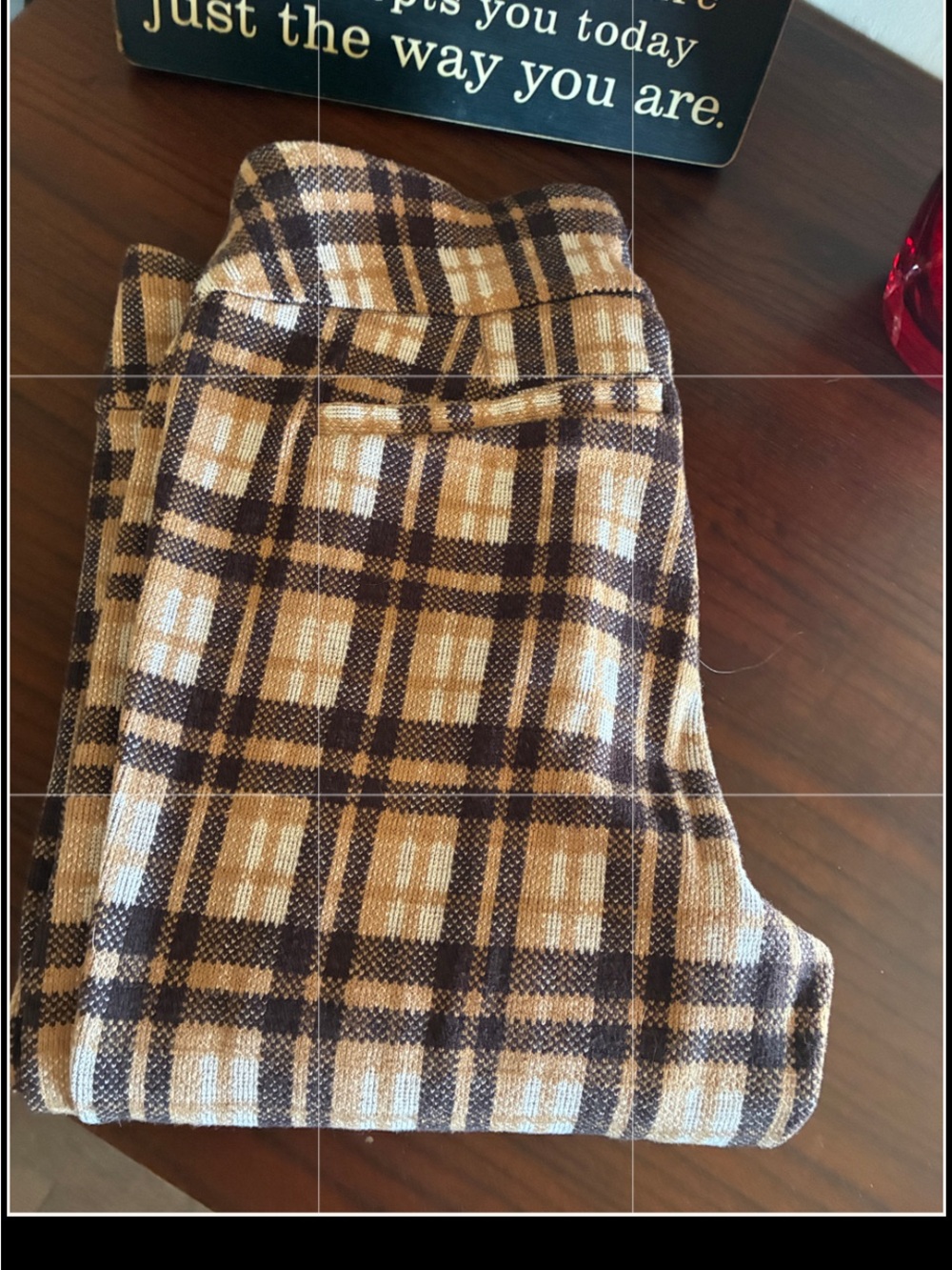 New York Company Women’s Plaid Knit Pants - Brown Plaid Fall S